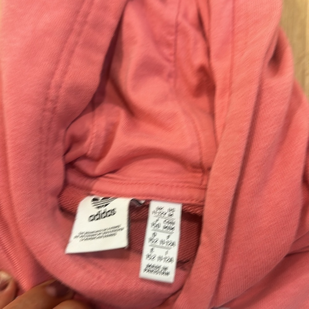 Adidas logo pink sweater hoodie girls 11/12 Y - Picture 4 of 6
